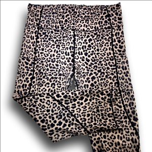 Women's Styleword Leopard Print Leggings L Beige Black